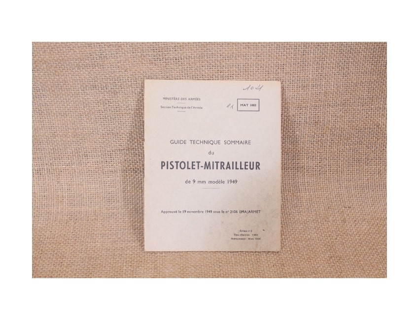 Guide technique du Pistolet-Mitrailleur de 9mm modèle 1949