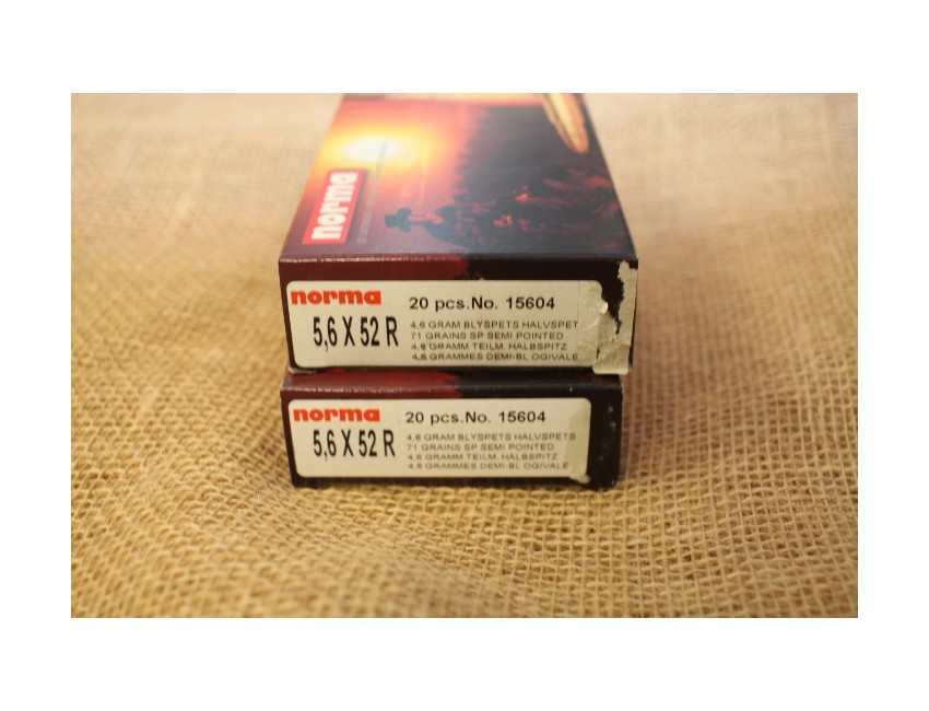 2 boites Norma calibre 5,6x52 R, 71 grain SP