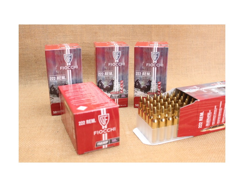 Lot de 250 cartouches Fiocchi calibre 222, 50 grain FMJHP