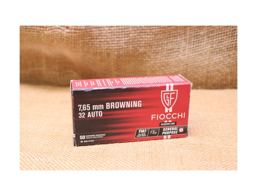 Munition Fiocchi calibre 7,65 Browning FMJ 73 grains