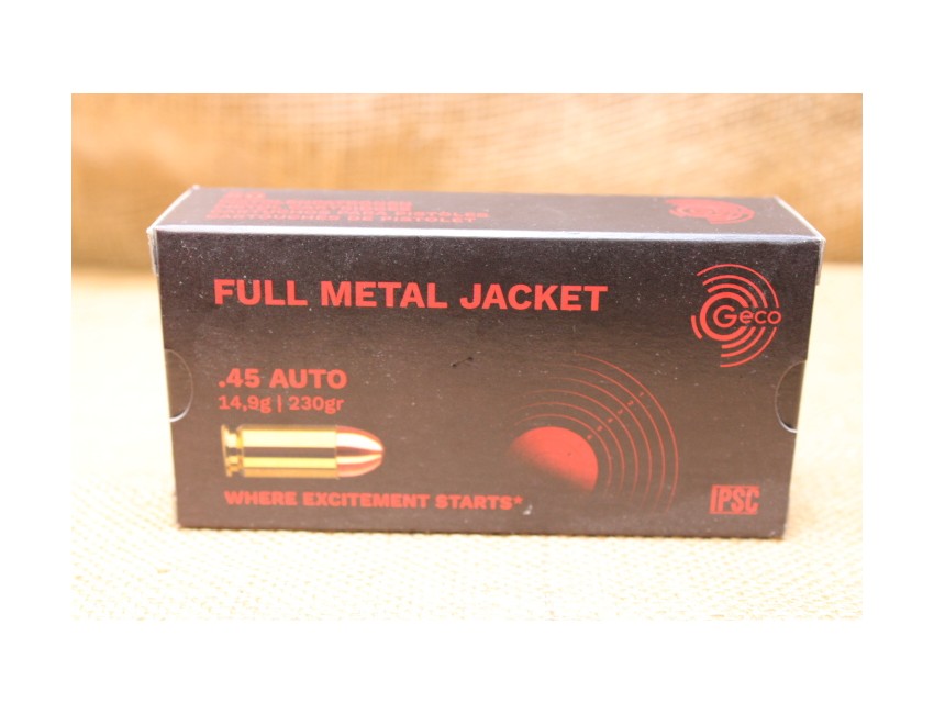 Munition Geco calibre 45 ACP FMJ 230 grains