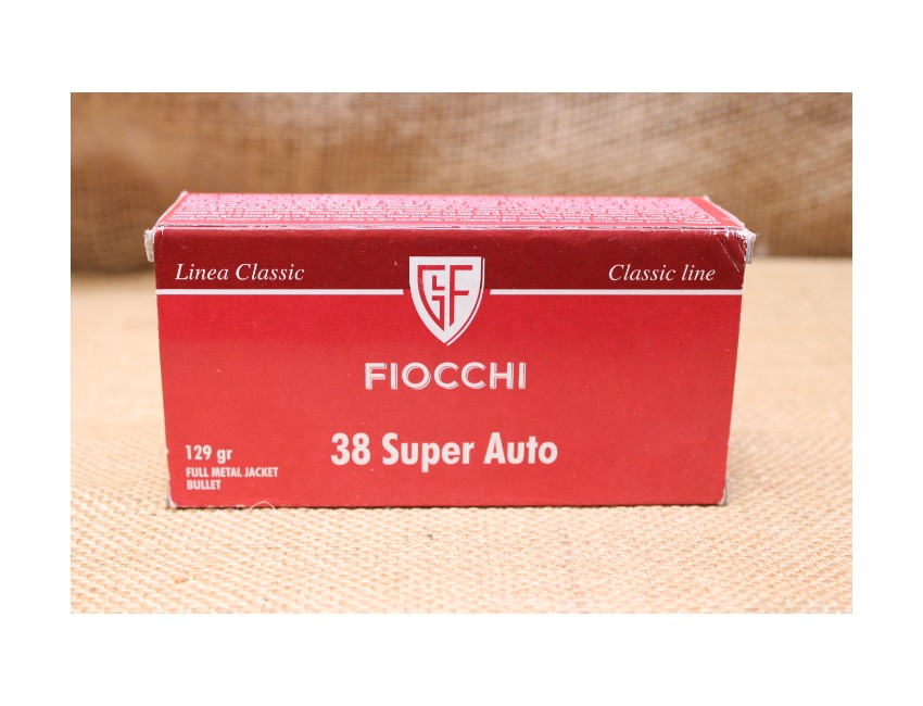 Munition Fiocchi calibre 38 Super Auto FMJ 129 grains