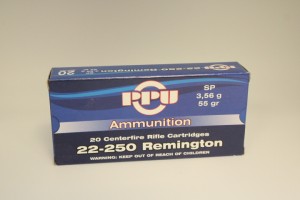 PPU calibre 22-250 SP, 55 grains/3,56 gr /20