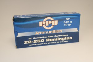 PPU calibre 22-250 SP, 50 grains/ 3,24 gr /20