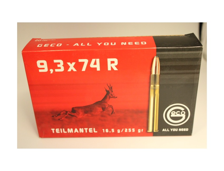GECO calibre 9,3x74 R Teilmantel, 255 grains/ 16,5 gr  /20