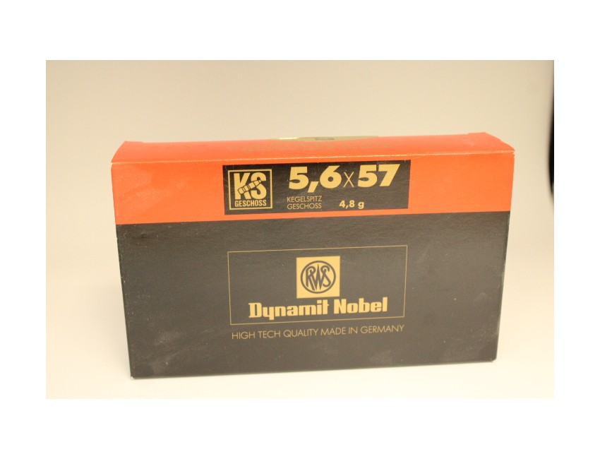 RWS calibre 5,6X57 ,KS, 74 grains/ 4,8gr / 20