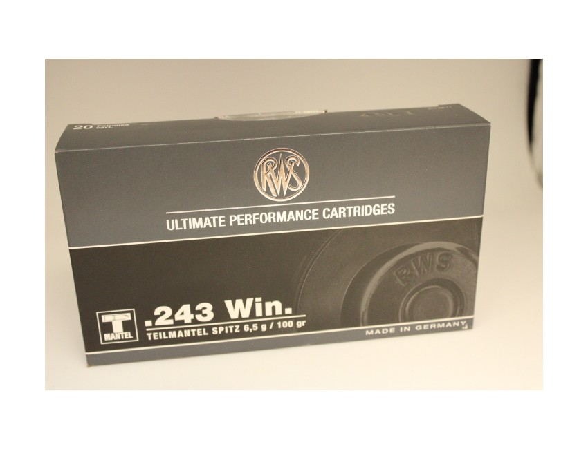 RWS calibre 243 WIN, Teilmantel Spitz,  100 grains / 6,5 gr /20